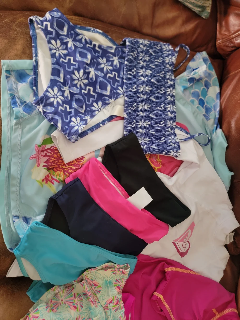 Roxy Girls Pink and Aqua Swim Set
